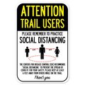 Signmission Public Safety Sign-Trail Users Practice Social Distancing, Heavy-Gauge, 12" H, A-1218-25371 A-1218-25371